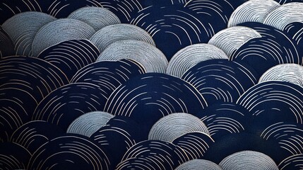 Sticker - Abstract Pattern of Interlocking Curved Lines in Blue and Silver