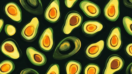 Abstract Pattern of Avocado Halves