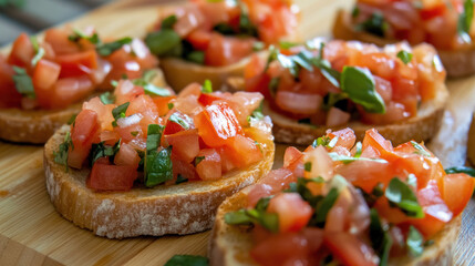 Wall Mural - A plate of tomato and basil bruschetta