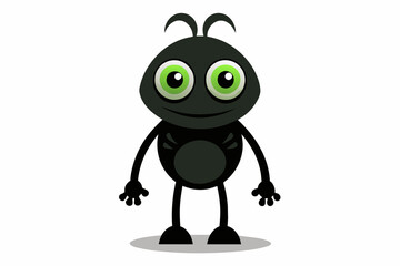 Wall Mural -  Cute alien full body two legs on white background silhouette black vector art illustration