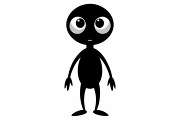 Wall Mural -  Cute alien full body two legs on white background silhouette black vector art illustration