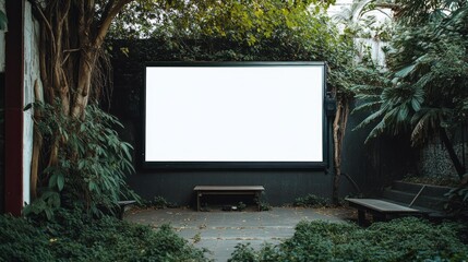 Poster - Blank Billboard in a Lush Garden