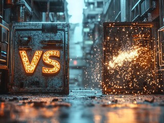 Wall Mural - VS Sign with Sparks