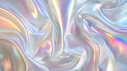  Iridescent satin background with wavy folds, creating an elegant and luxurious feel