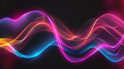 Canvas Print - A vibrant and dynamic wave of light shines bright against a dark black background