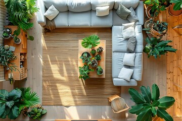 Wall Mural - Living Room Interior Design with Plants