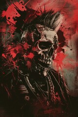 Poster - A skull covered in vibrant paint splatters