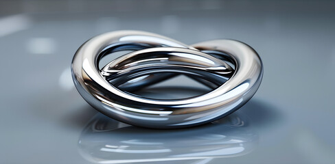 Wall Mural - A futuristic ring made of liquid metal rotating in an empty space. An abstract chrome metal ring.