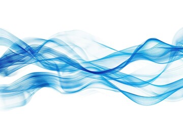 Canvas Print - A blue wave of smoke on a white background, suitable for use in abstract art or design concepts