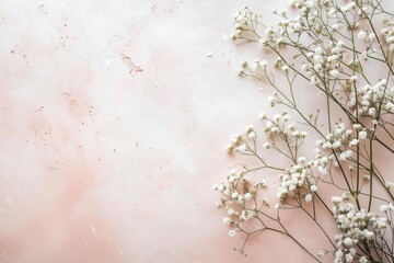 Sticker - A collection of white flowers sits atop a pink surface, ideal for using in still life photography or as a decorative element