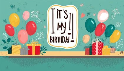 Happy birthday social media banner.Illıstration.