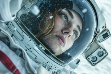 Wall Mural - a close-up shot of a person wearing a space suit, ready for adventure