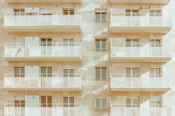 Wall Mural - A modern skyscraper with multiple levels of balconies, each with its own set of balconies