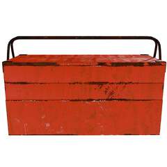 3d render red metal tool chest  with transparent background