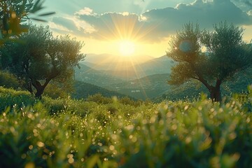 Wall Mural - Sunrise Over the Hills