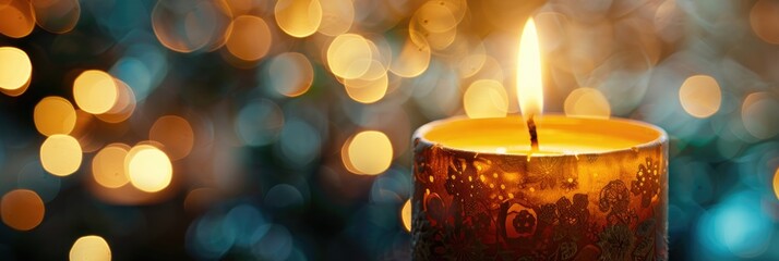 Poster - Close-up of a beautifully lit candle