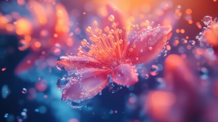 Sticker - flower with water drops