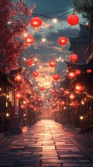 Wall Mural - Chinese Lanterns Festival Street 