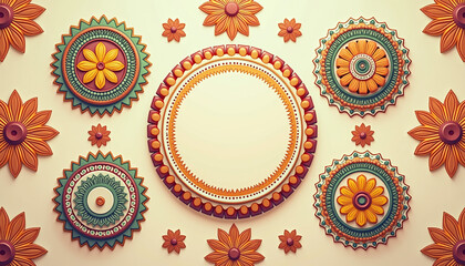 Ornamental Designs Depicting Thiruvonam Timings with Kerala-Inspired Patterns and Festive Elements for Onam Festival Celebrations and Decor