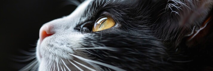 Sticker - Close-up view of a black and white cat's face