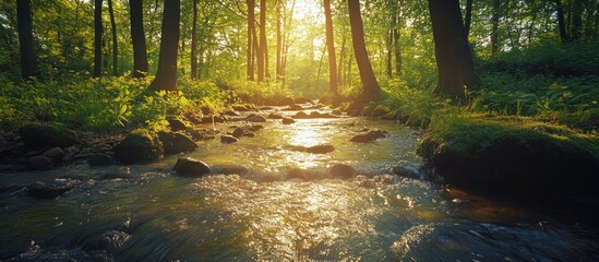 Poster - Sunlight Filtering Through Forest Canopy