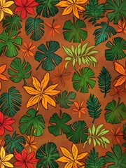 Canvas Print - Tropical Leaves Pattern