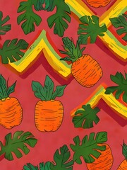 Canvas Print - Tropical Fruit Pattern