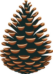 Fototapete - Pine cone vector icon.Christmas tree with green pine cone branches isolated on white baqckground. Fir tree branches with cones.