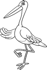 Wall Mural - cartoon stork bird animal character coloring page