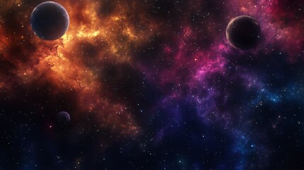 Wall Mural - A stunning view of a starry night sky with planets and nebulae.