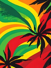 Poster - Tropical Palm Leaves on a Vibrant Background