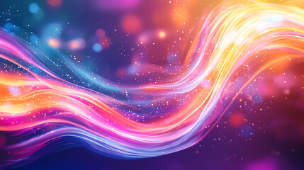 Wall Mural - vibrant neon waves abstract art background