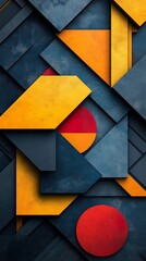 Wall Mural - 3D shapes in bold vibrant colors arranged in abstract geometric composition background