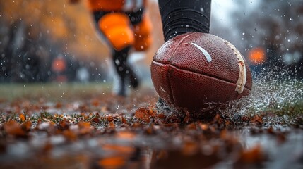 Action shot of a punt, with the football just leaving the kickerâ€™s foot. --ar 16:9 --style raw --stylize 750 --v 6.1 Job ID: 670c8343-208b-45b0-b859-45f05bcd54c5