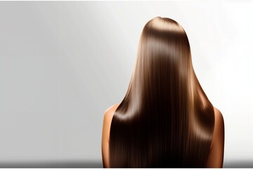 Long, sleek, shiny brown hair. Hair care concept