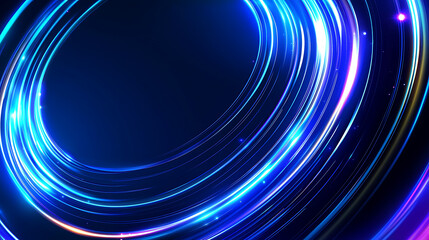 Wall Mural - abstract glowing blue circles on dark background