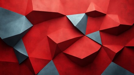 Wall Mural - Geometric abstract background with red and gray 3D shapes, ideal for modern design projects