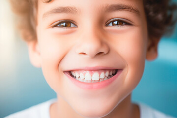 Smiling child beams with the knowledge of their health and dental security.