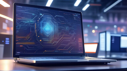 laptop computer with code