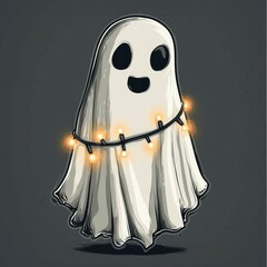 Wall Mural - Friendly Ghost with Christmas Lights