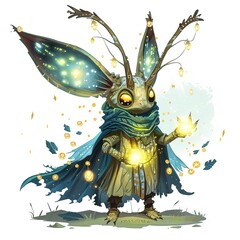 Glowworm Summoner Occupation fantasy animal cartoon isolated whitebackground