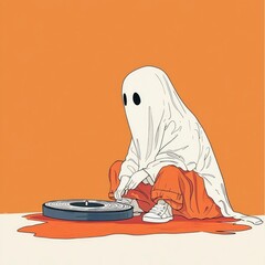 Canvas Print - Ghostly DJ Spins Vinyl