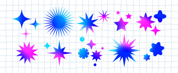 Leinwandbilder - Vector Star Shape Icons with Gradient. Abstract Shine and Spark Colorful Stars