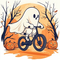 Poster - Ghostly Bicycle Ride Through Autumn