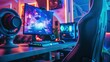 © Ahmad-Muslimin - Neon-lit Gaming Setup with Gamer's Chair