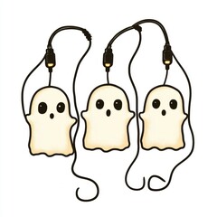 Sticker - Three Cute Ghost String Lights