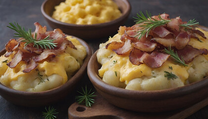 Wall Mural - potatoes topped with cheese, bacon and herbs