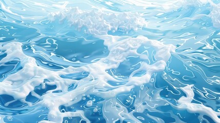 Sticker - Sea texture with blue waves and froth