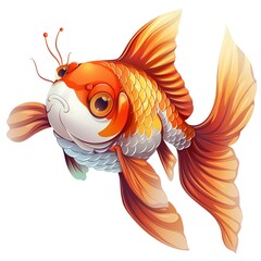 Wall Mural - Goldfish Aether animal cartoon isolated whitebackground 16:9