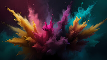 Wall Mural - abstract background inspired by a burst of color powder, with the focus on the interplay of light an
